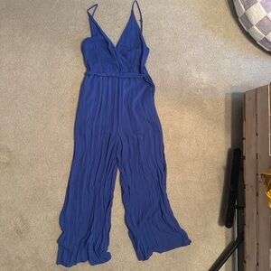 The Impeccable Pig Deep Blue Sleeveless Wrap Jumpsuit